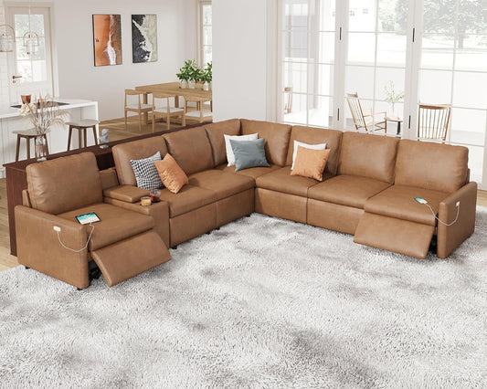 VANACC Reclining Sofa with Console& Dual Recliner, Adult, Indoor