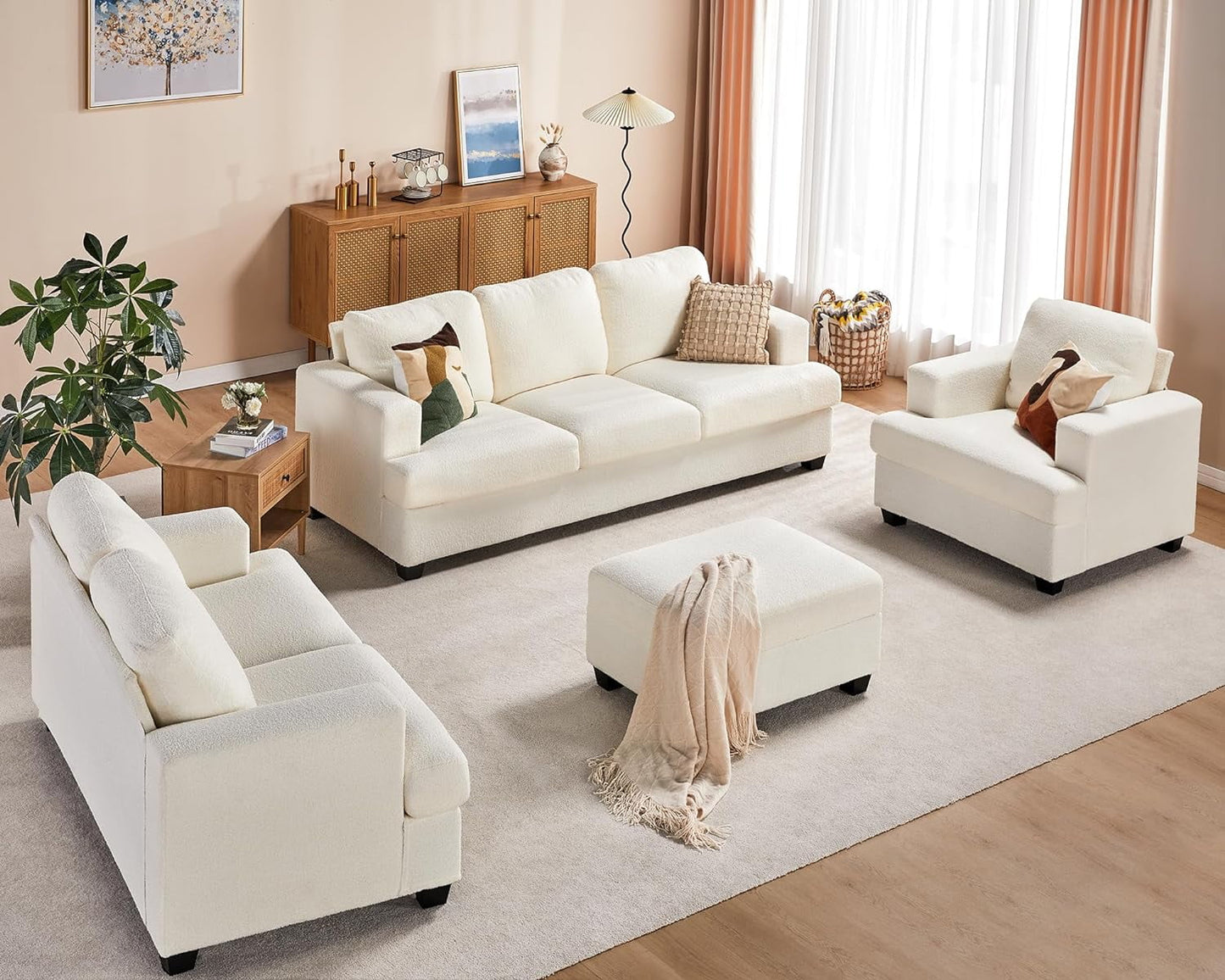 Roomy Homy Sofa, 2 Piece Set Comfy Couch with Deep Seats, Modern Sofa for Living Room