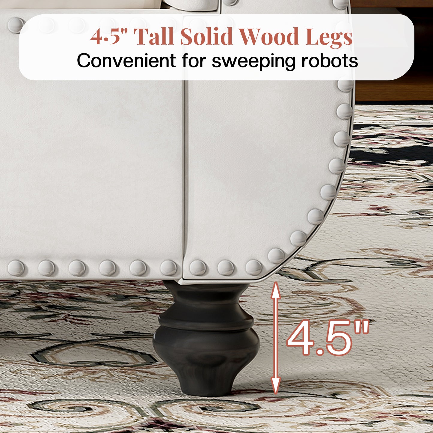 Jocisland Velvet Upholstered Platform Sleigh Bed Frame with Scroll Headboard & Footboard, Button Tufted