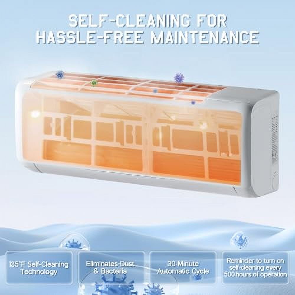 Jocisland Mini Split Air Conditioner and Heater, 9000 BTU Inverter Energy-Efficient AC with Self-Cleaning, Easy Installation, Ideal for Home, Office Use, SEER2 18.5, 220V