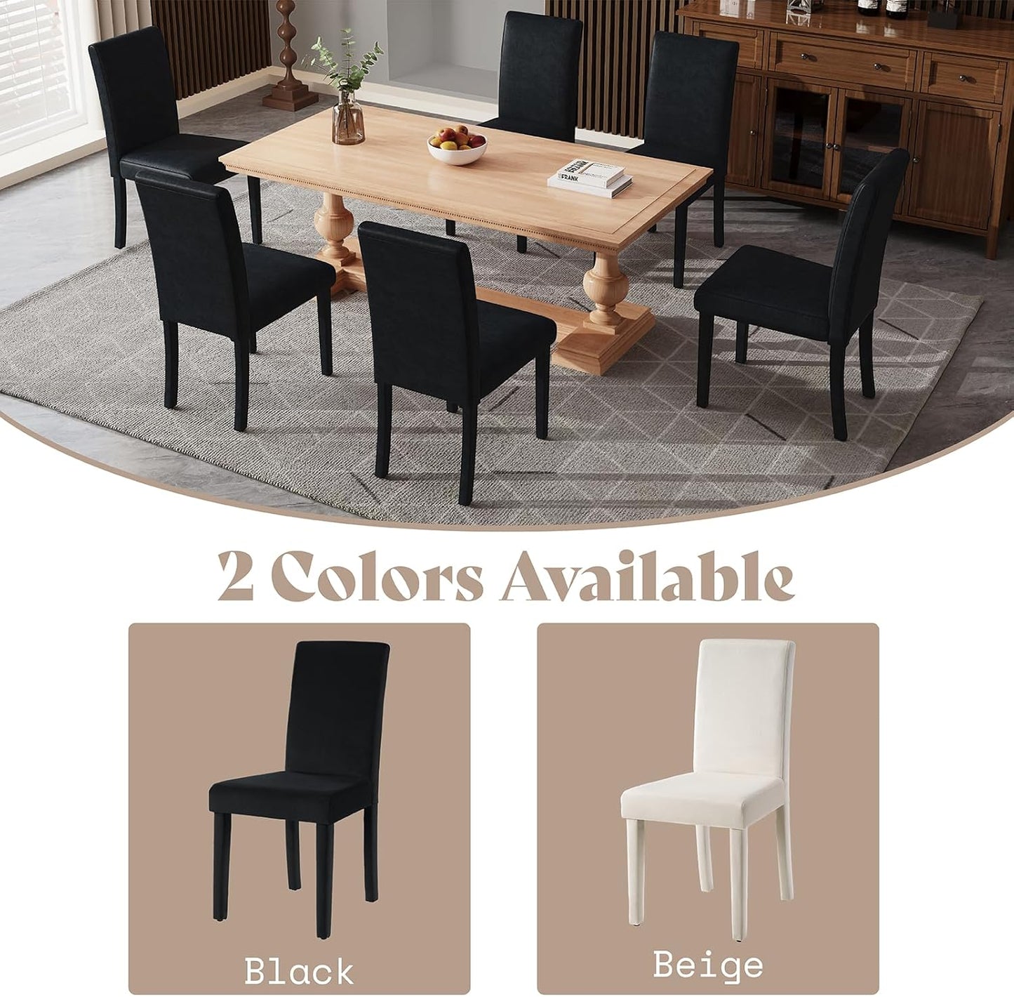AMERLIFE Velvet Upholstered Dining Chairs Set of 2, Full Tufted Trim Dining Room Kitchen Side Chair with High Curved Back & Wood Legs, Modern Minimalist Parsons Chairs, Living Room, Bedroom, Black