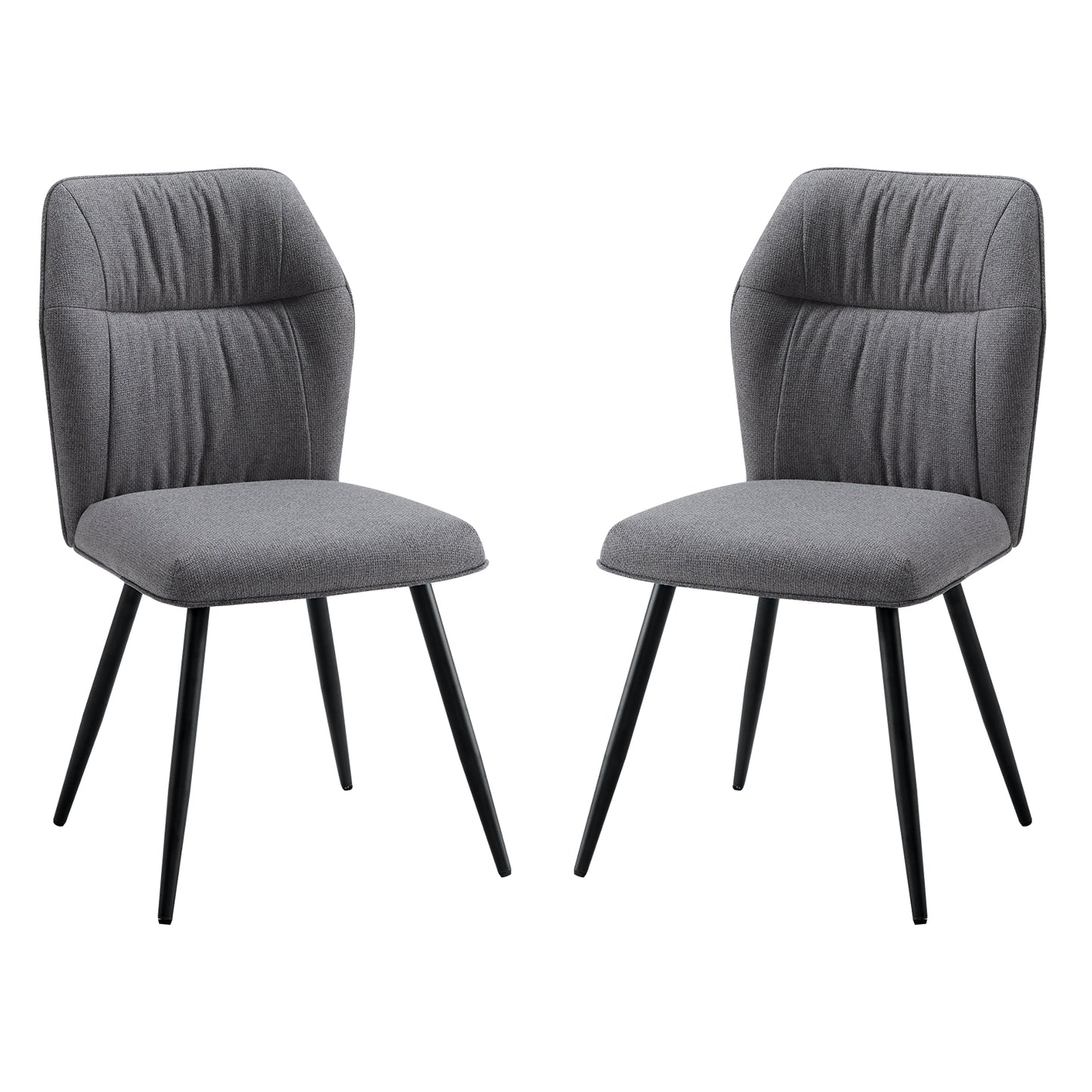 Merluxy Upholstered Dining Chairs Set of 2, Curved High Back Modern Kitchen Chairs with Adjustable Metal Legs & Wide Seat, Armless Fabric Side Chair for Living Room, Bedroom,Waiting Room, Dark Gray