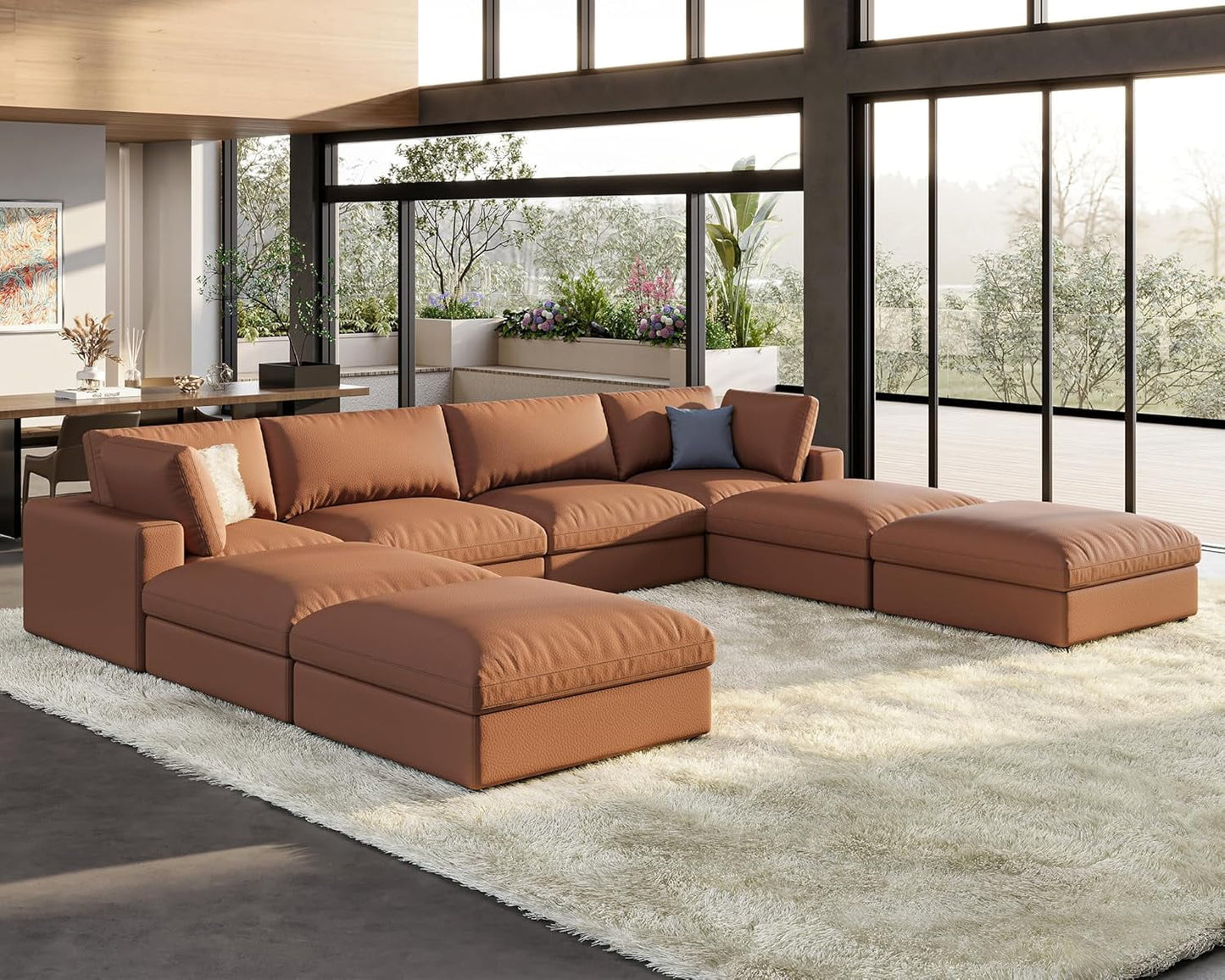 Roomy Homy Modular Sectional Sofa, Down Filled Sectional Sofa, Ottoman, Oversized Couch for Living Room