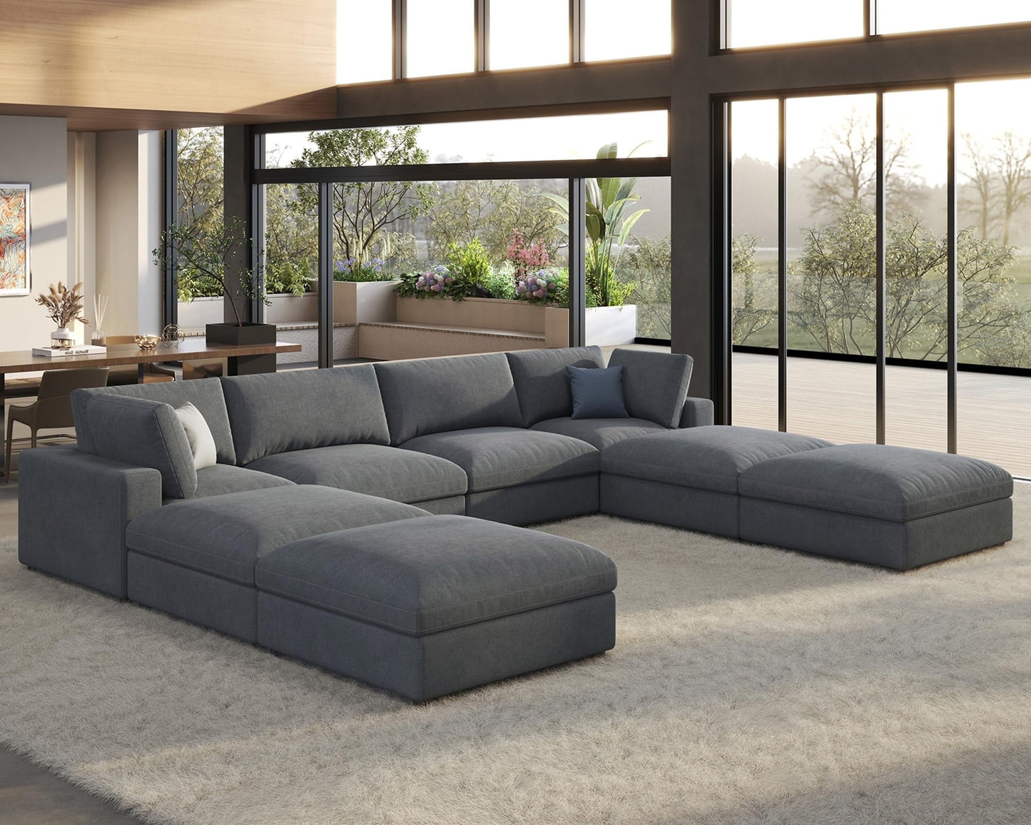 Roomy Homy Modular Sectional Sofa, Down Filled Sectional Sofa, Ottoman, Oversized Couch for Living Room