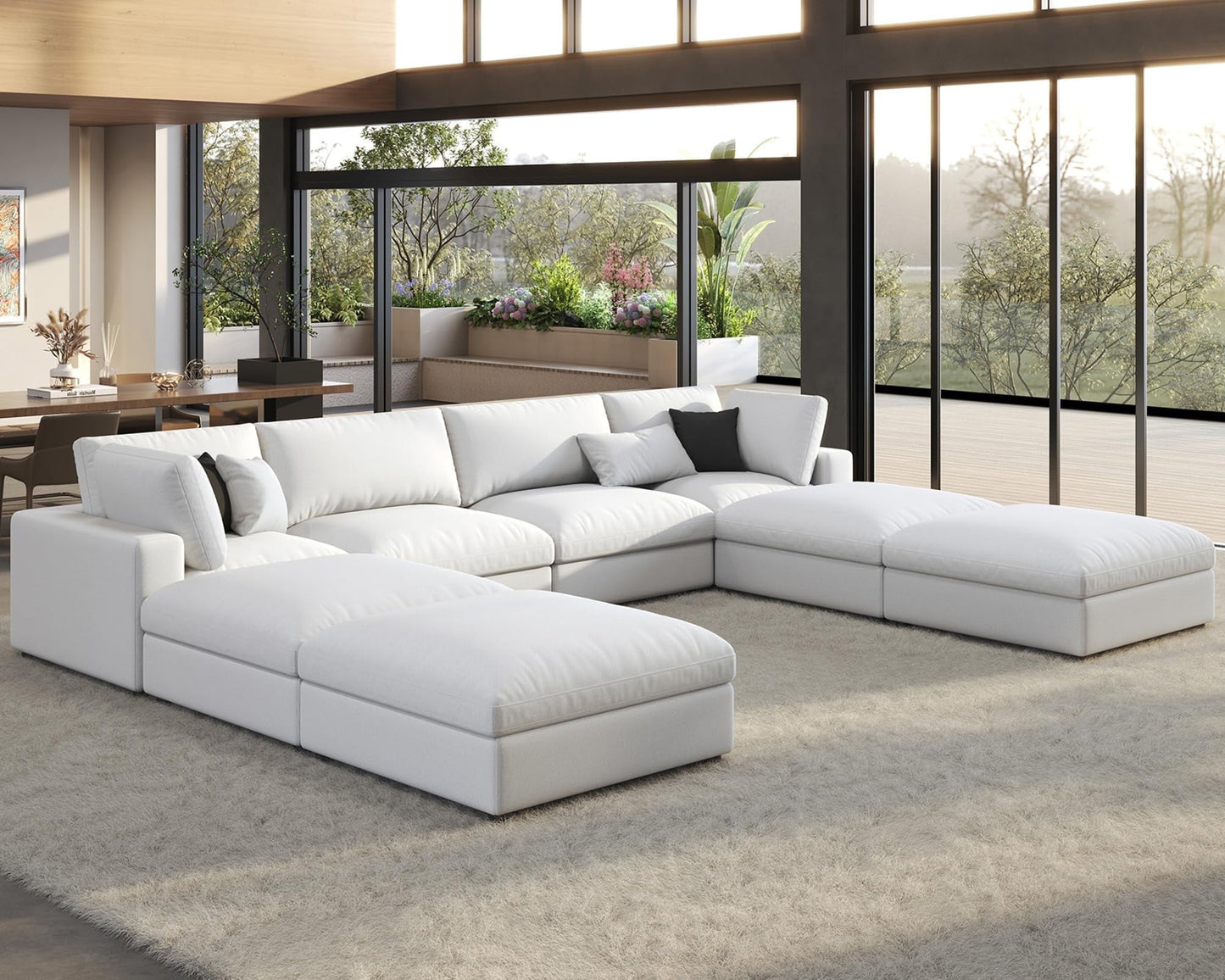 Roomy Homy Modular Sectional Sofa, Down Filled Sectional Sofa, Ottoman, Oversized Couch for Living Room