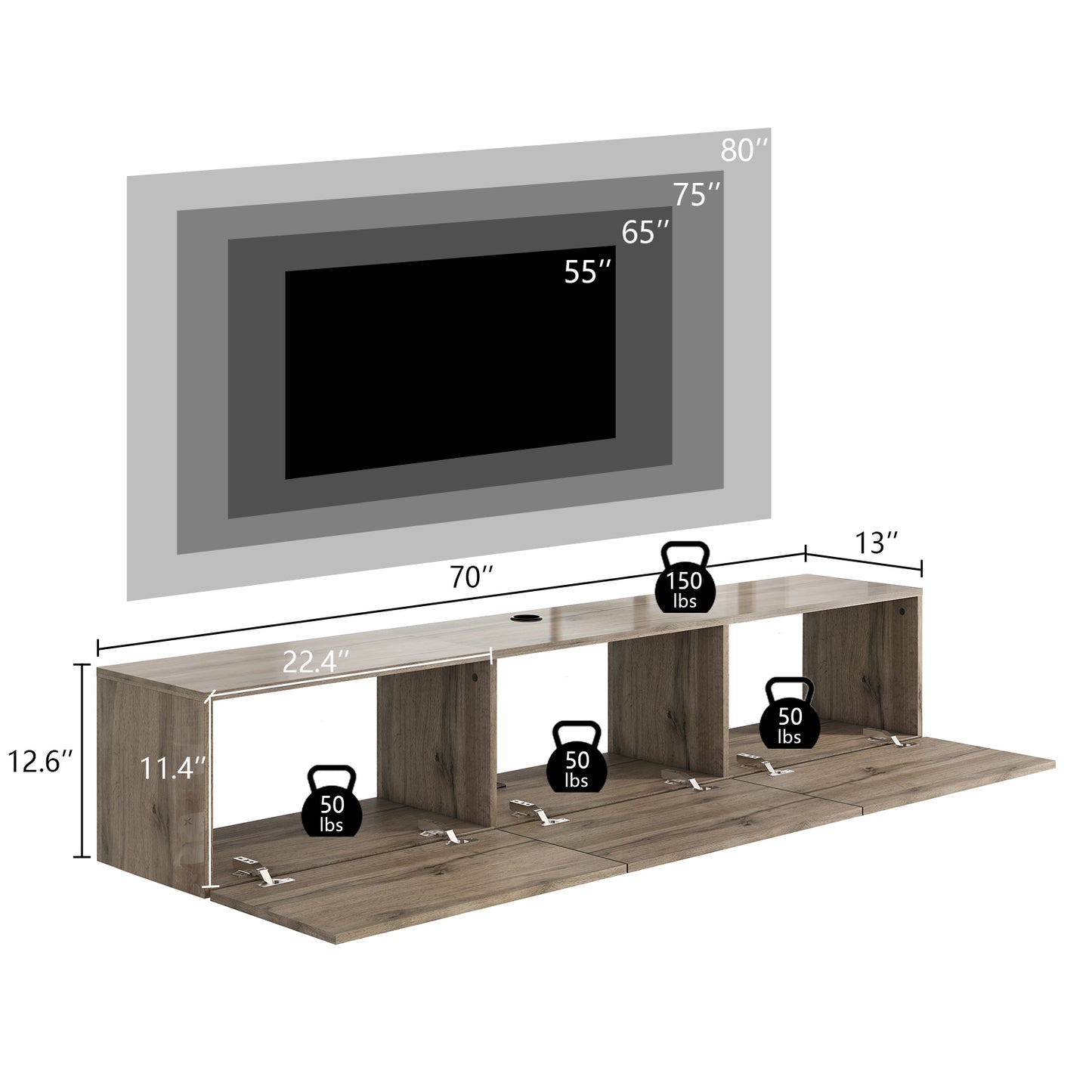 Fireplace TV Stand with 36" Electric Fireplace, 70" Modern Wood Grain High-Gloss TV Cabinet for Living Room, LED Entertainment Center with Flip-Down Doors for TVs up to 70", Black