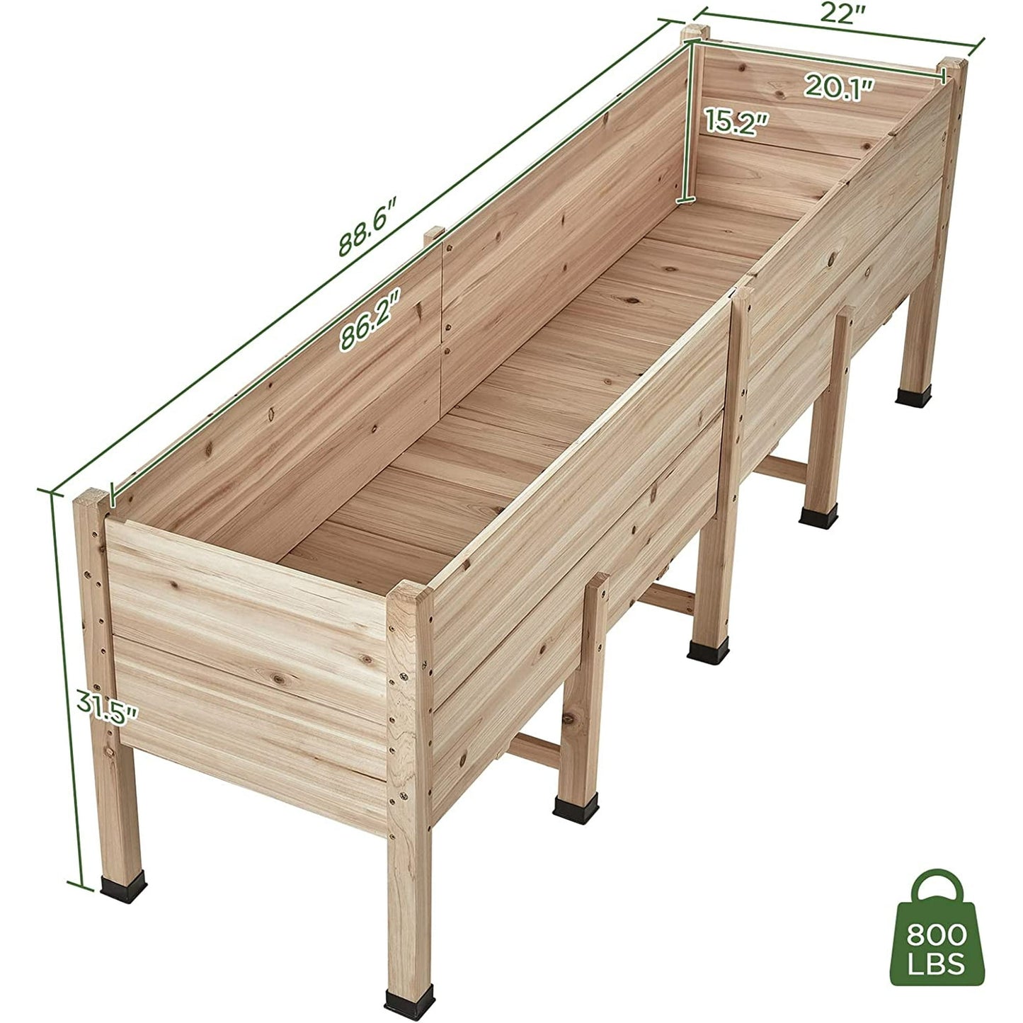Jocisland 8x2FT Wooden Raised Garden Bed with Legs - 15 Inch Deep Elevated Planter Box for Deep-Rooted Plants, Ideal for Balcony, Patio, and Backyard, Easy Assembly