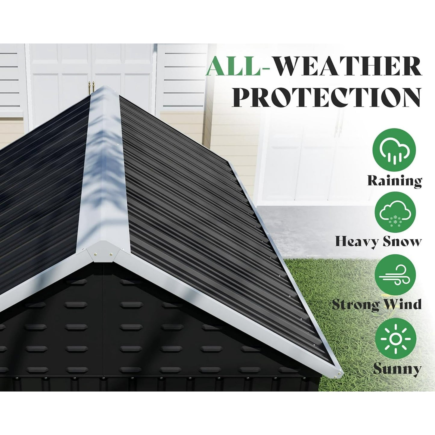 Jocisland 8.6x6x8 FT Outdoor Storage Shed with Lockable Upgraded Vents and Hinged Double Doors, Metal Shed for Backyard, Patio, Garden, Dark Black/White