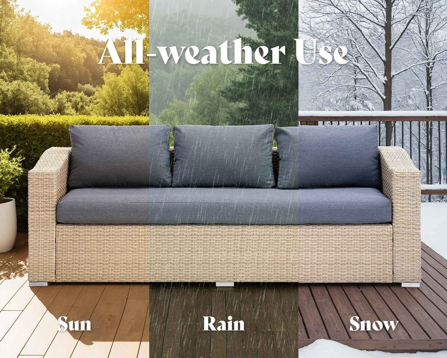 10-Piece Patio Furniture Set, Outdoor Sectional Sofa with Coffee Table for Backyard, Deck