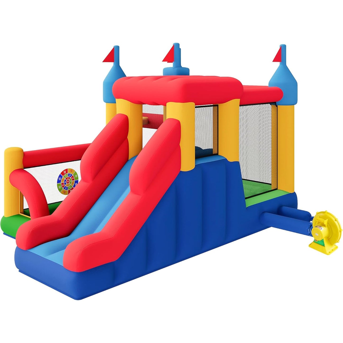 Jocisland Bounce House, Inflatable Bouncer with Air Blower, Jumping Castle with Slide, Outdoor Indoor Bouncy Castle with Oxford Fabric for Kids 3-12 (145.7×118.1×90.6IN)