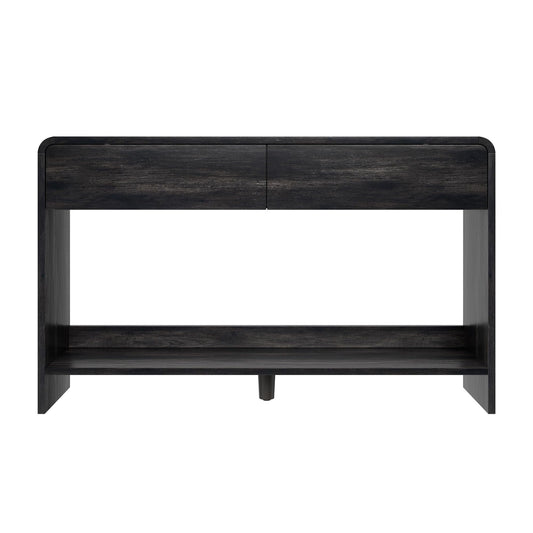 Amerlife Modern Console Table with 2 Storage Drawers and Open Shelf, with Curved Edges, for Hallway, Foyer, Entrance, Living Room