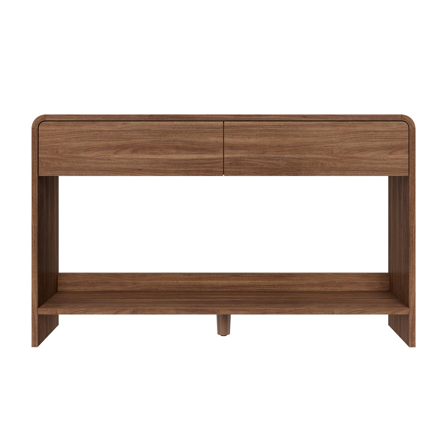 Amerlife Modern Console Table with 2 Storage Drawers and Open Shelf, with Curved Edges, for Hallway, Foyer, Entrance, Living Room