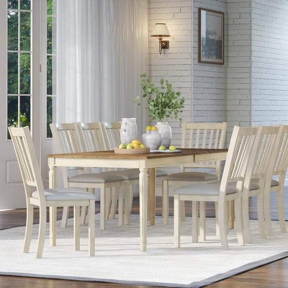 Amerlife Dining Chairs Set of 8, Farmhouse Upholstered Dining Room Chairs with Curved Backrests, Dining Chairs for Large Dining Table