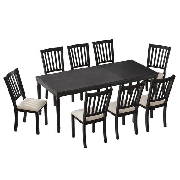 Amerlife Dining Chairs Set of 8, Farmhouse Upholstered Dining Room Chairs with Curved Backrests, Dining Chairs for Large Dining Table