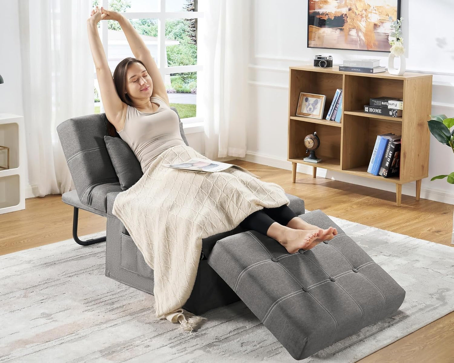 VANACC Sofa Bed, 4 in 1 Folding Bed with Adjustable Backrest, Convertible Sofa Bed- Sleeper Chair for Living Room, Apartment