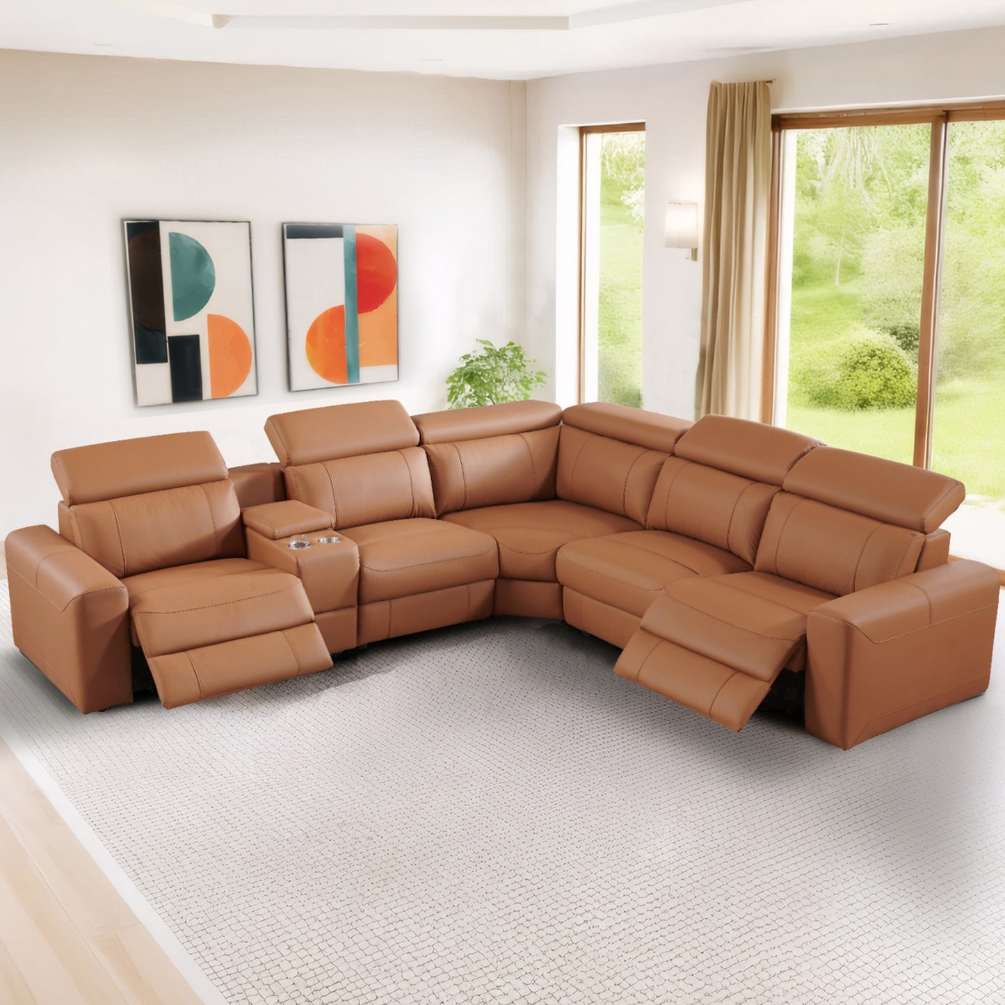 papajet 128" Power Reclining Sectional Sofa, Dual Recliners