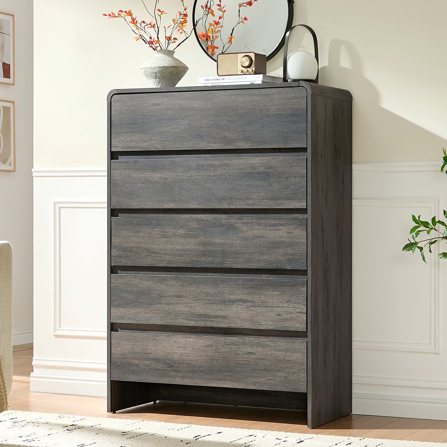 VanAcc Dresser for Bedroom, Modern Chest of Storage Drawers with Anti-Tip Kit, Wood Cabinet Organizer, Easy Assembly