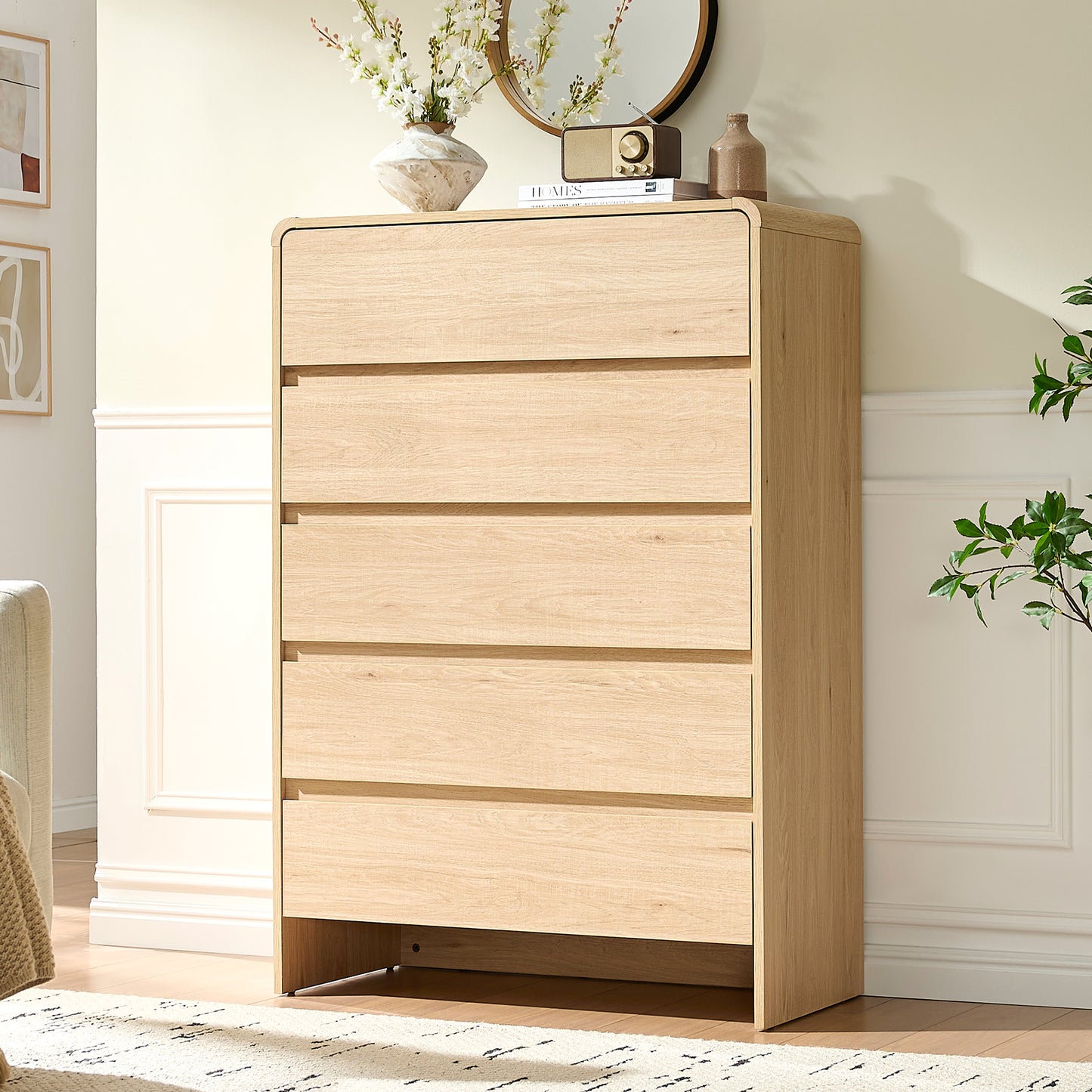 VanAcc Dresser for Bedroom, Modern Chest of Storage Drawers with Anti-Tip Kit, Wood Cabinet Organizer, Easy Assembly
