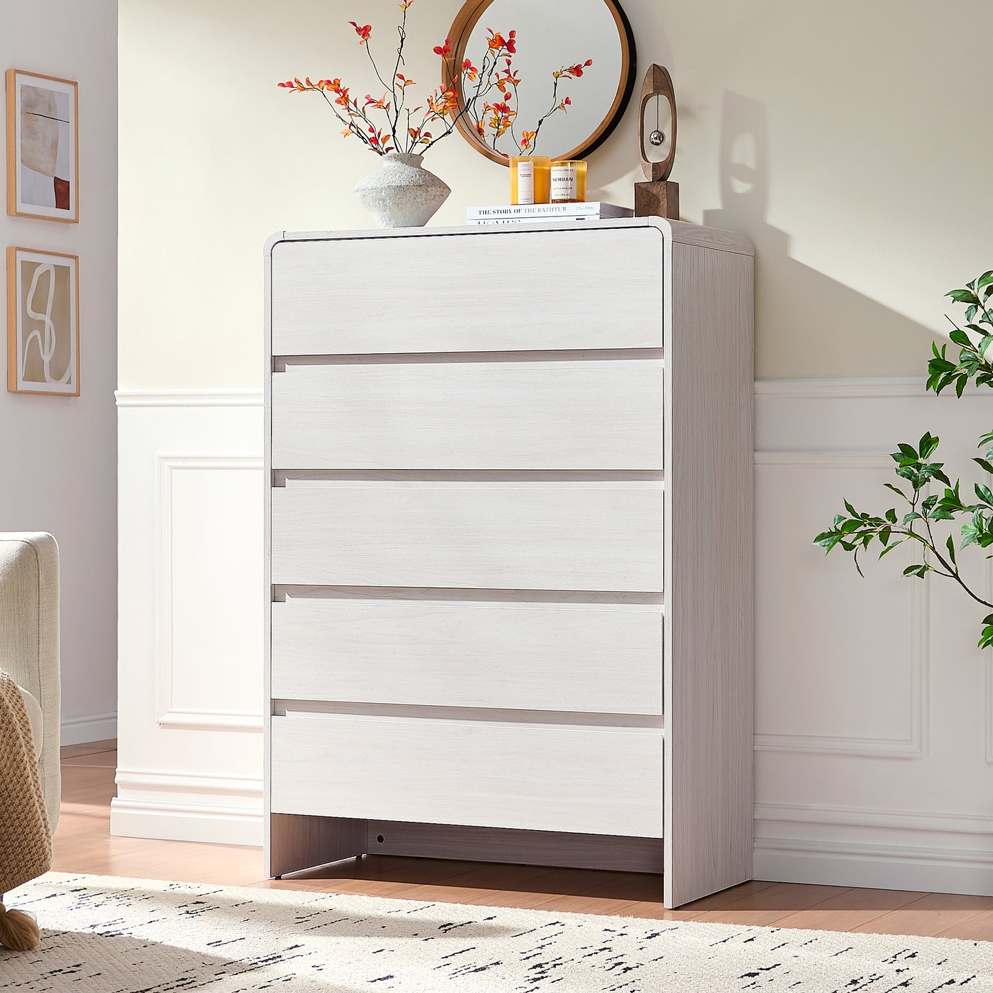 VanAcc Dresser for Bedroom, Modern Chest of Storage Drawers with Anti-Tip Kit, Wood Cabinet Organizer, Easy Assembly