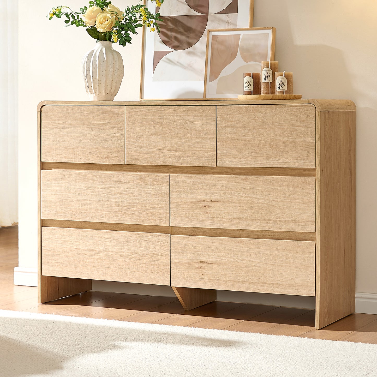 VanAcc Dresser for Bedroom, Modern Chest of Storage Drawers with Anti-Tip Kit, Wood Cabinet Organizer, Easy Assembly
