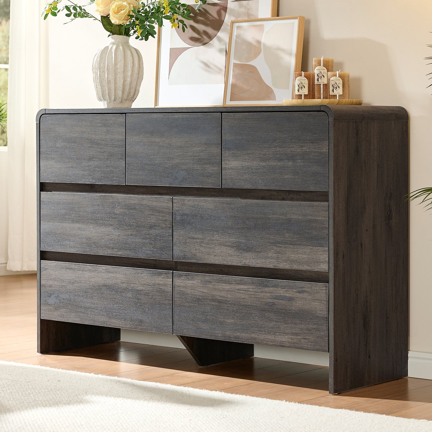 VanAcc Dresser for Bedroom, Modern Chest of Storage Drawers with Anti-Tip Kit, Wood Cabinet Organizer, Easy Assembly