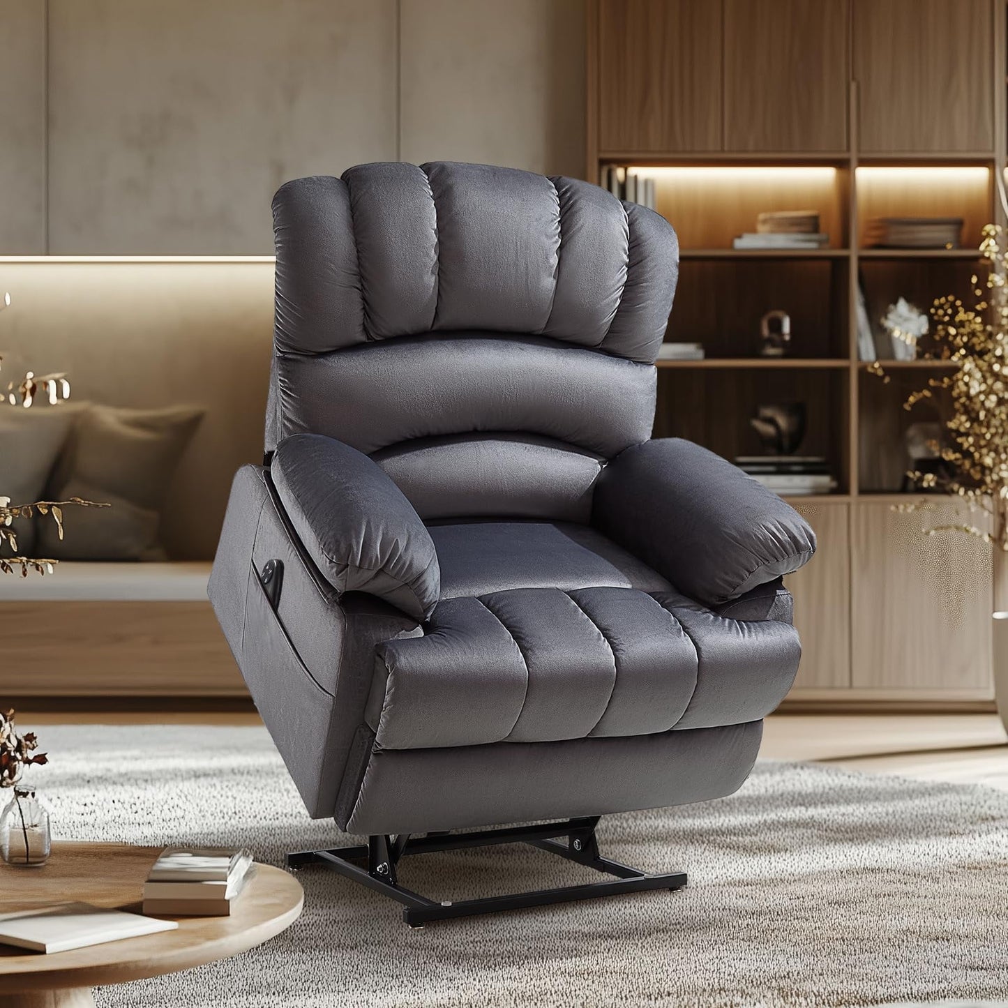 Oversized Power Lift Recliner Chair with Dual Motor for Elderly,Lay Flat Recliner for Living Room,Remote Control,Side Pockets