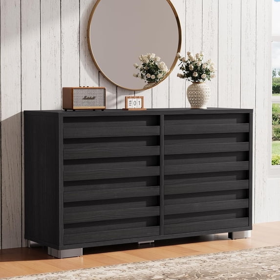 VANACC Farmhouse 6 Drawers Dresser, Wood Rustic Chest of Drawers for Bedroom, Tall Dressers Organizer for Living Room, Hallway, Entryway
