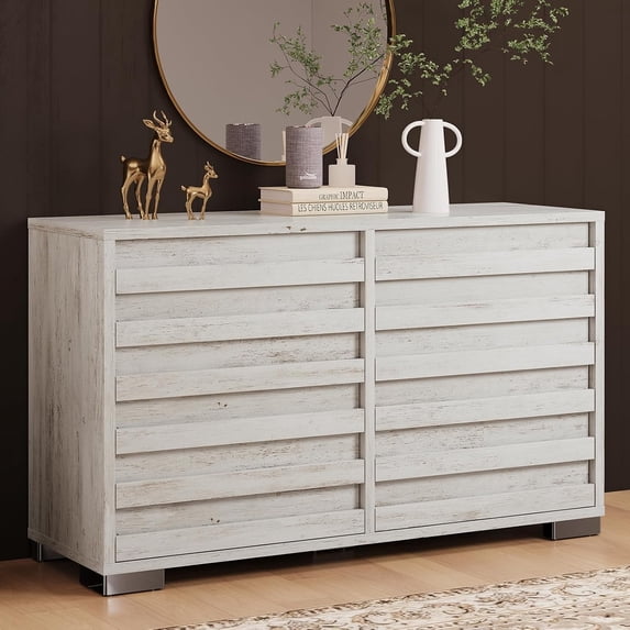 VANACC Farmhouse 6 Drawers Dresser, Wood Rustic Chest of Drawers for Bedroom, Tall Dressers Organizer for Living Room, Hallway, Entryway