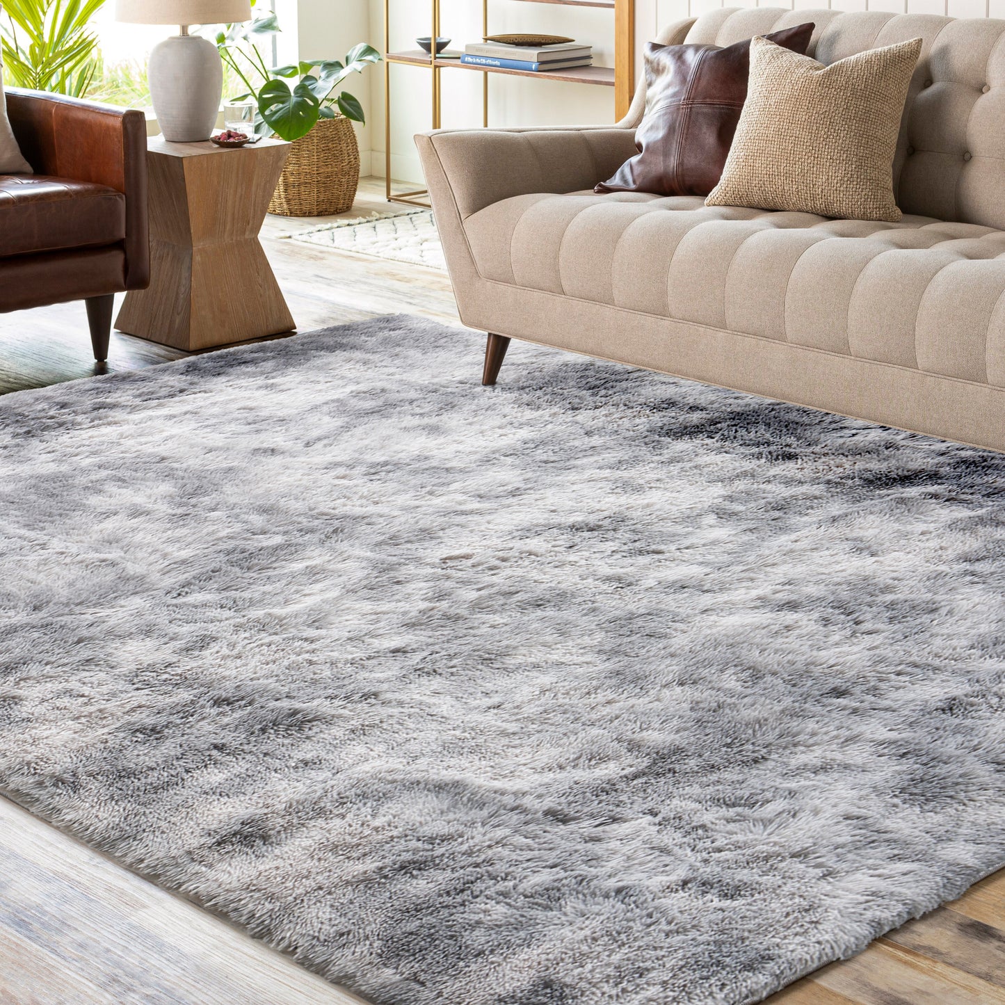 papajet Area Rug, Shaggy High Pile, Fluffy Grey Soft Carpet