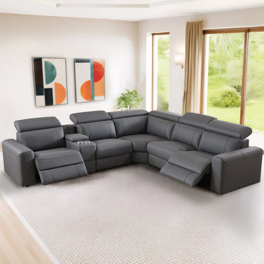papajet 128" Power Reclining Sectional Sofa, Dual Recliners