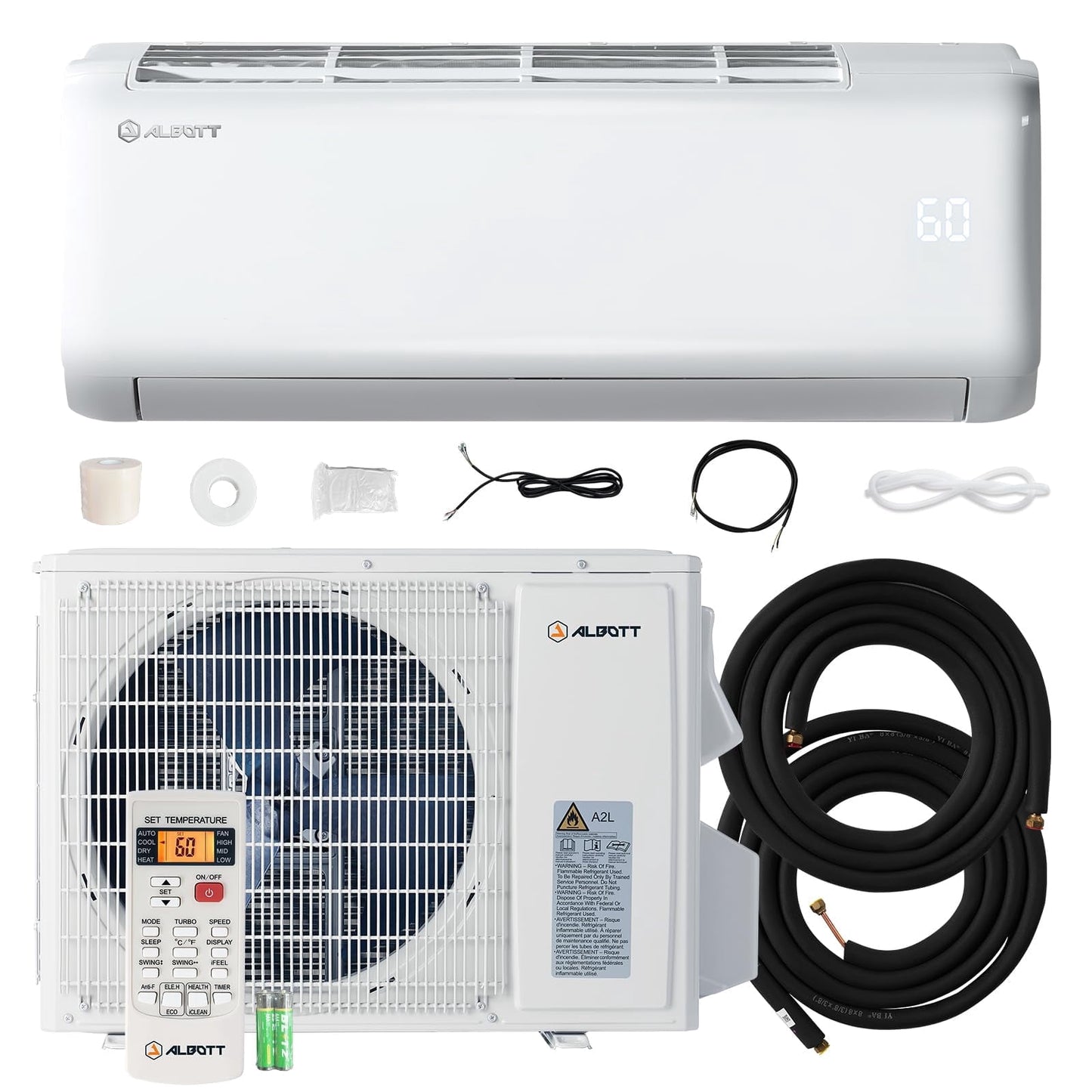 VanAcc Mini Split AC/Heating System, 20,000 Btu Odu, 25 SEER2 2 Zone 9K+9K Btu Ductless Inverter Heat Pump, Wifi Enabled, 208-230V