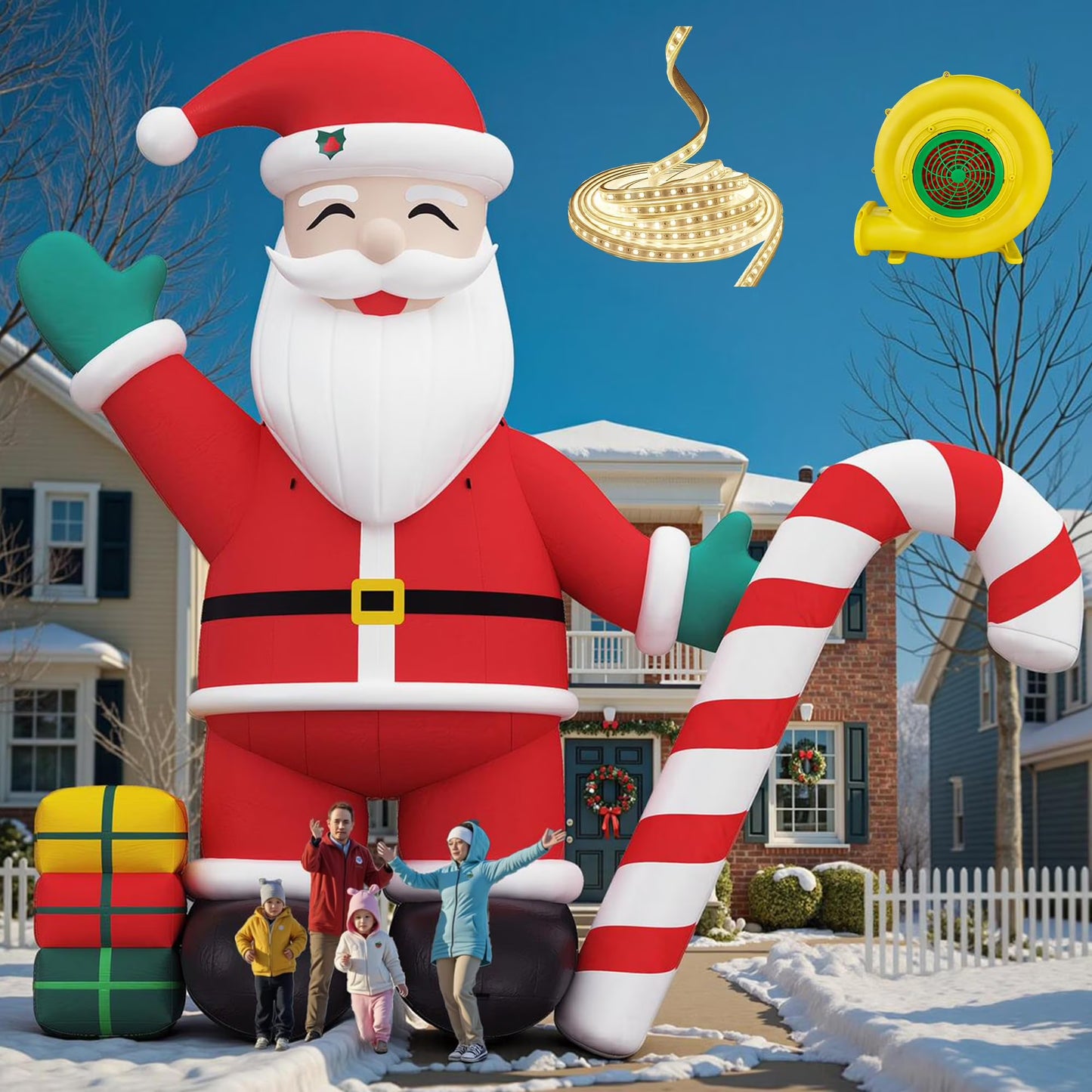 Jocisland Inflatable Christmas Tree/Santa  with LED Lights & Blower, Outdoor Decoration, Oxford Cloth Suitable for Event Parties, Commercial Activity