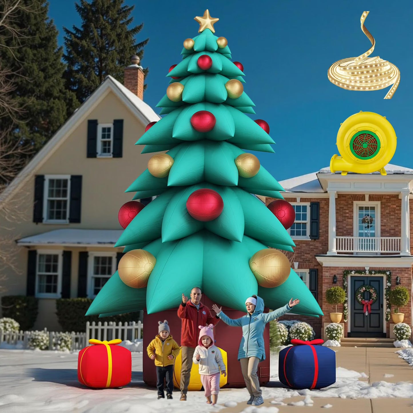 Jocisland Inflatable Christmas Tree/Santa  with LED Lights & Blower, Outdoor Decoration, Oxford Cloth Suitable for Event Parties, Commercial Activity