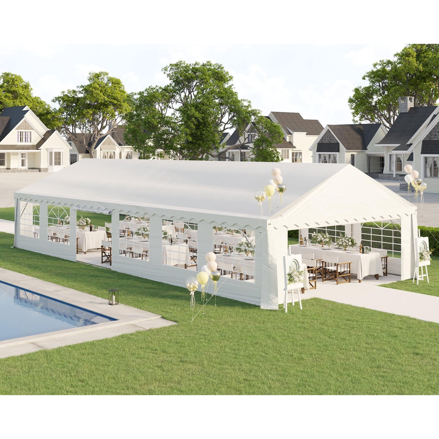 Jocisland 13x26 ft Party Tent with Sidewalls, Large Heavy-Duty Tents for Parties/Carport, Waterproof Outdoor Event Canopy, Weddings, White