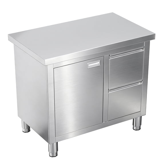 Jocisland Stainless Steel Sink Cabinet with Trash Bin Storage, for Prep Work for Home, Restaurant, Garage and Hotel