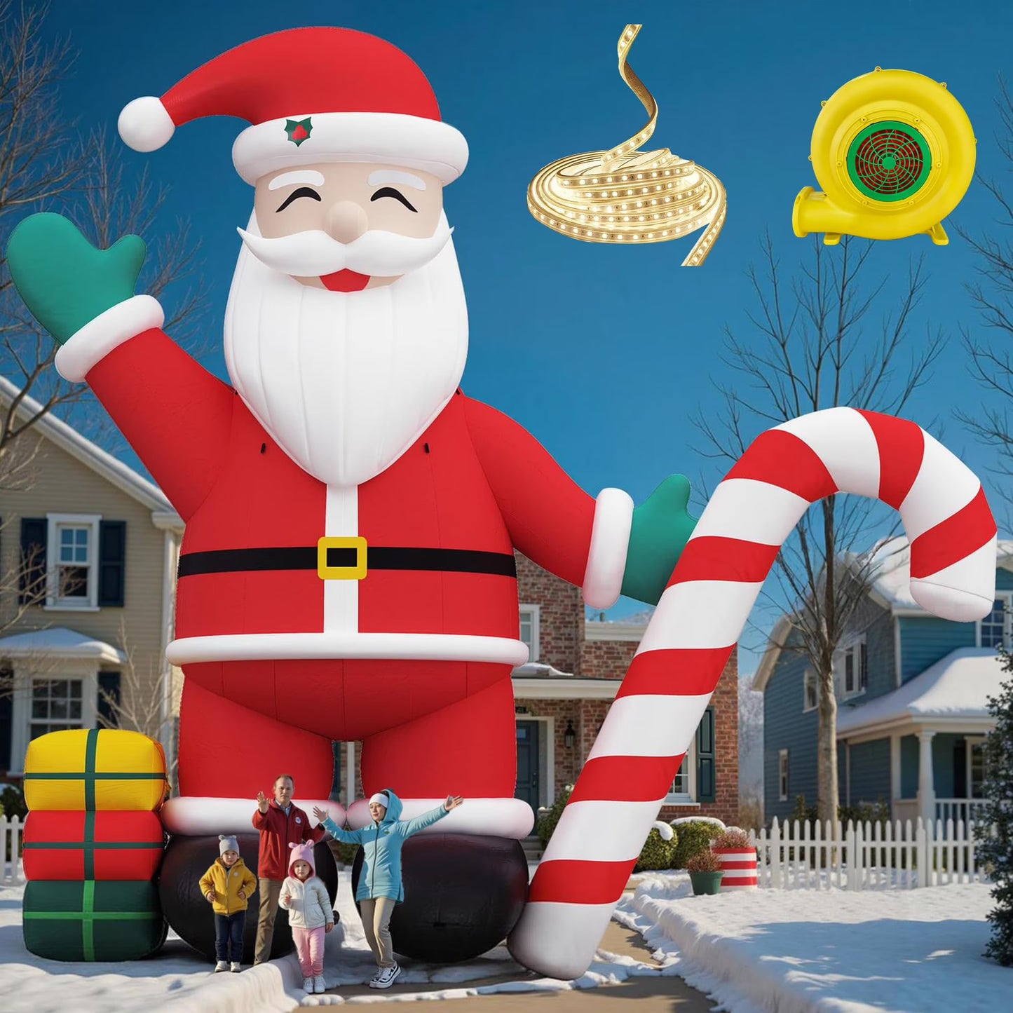 Jocisland Inflatable Christmas Tree/Santa  with LED Lights & Blower, Outdoor Decoration, Oxford Cloth Suitable for Event Parties, Commercial Activity