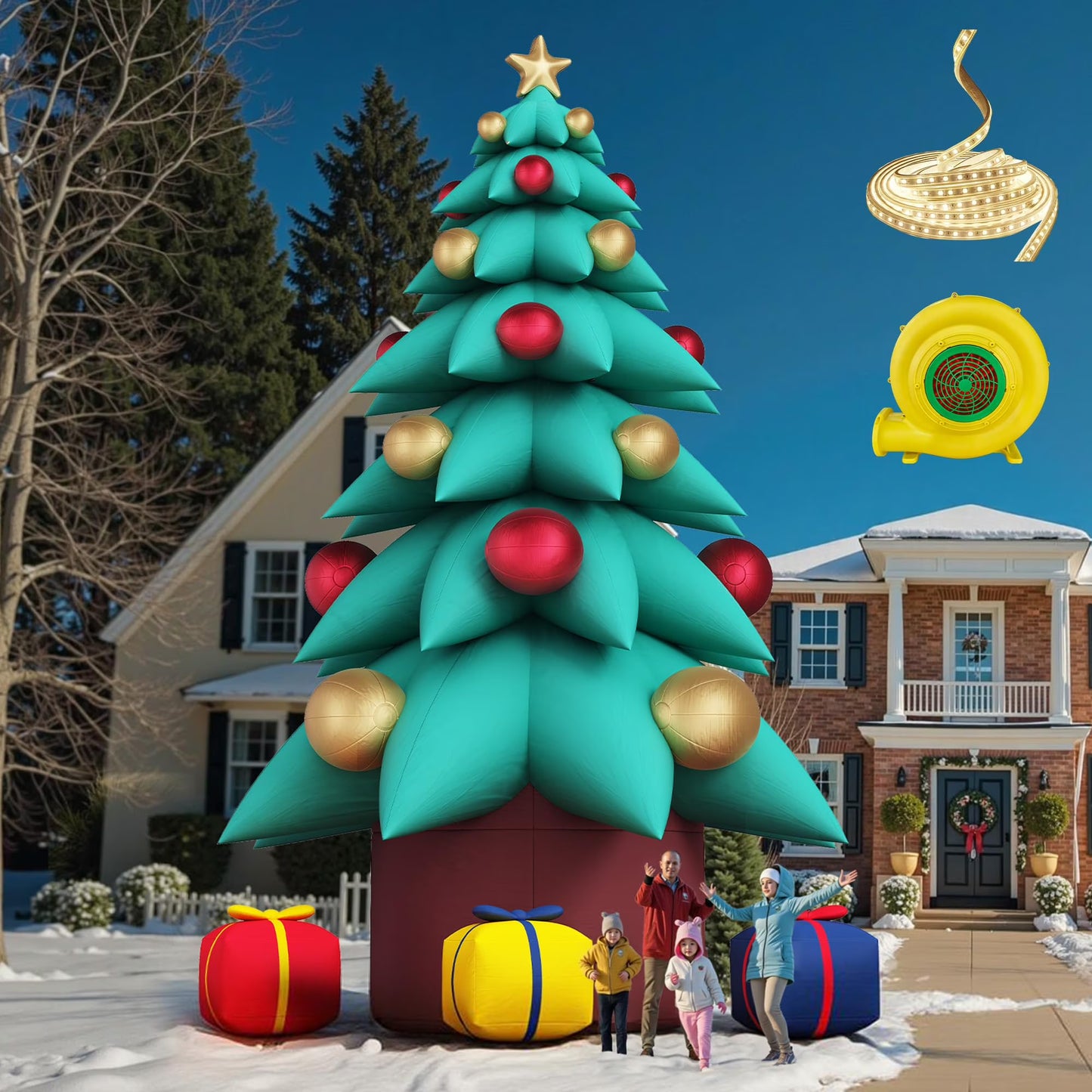 Jocisland Inflatable Christmas Tree/Santa  with LED Lights & Blower, Outdoor Decoration, Oxford Cloth Suitable for Event Parties, Commercial Activity