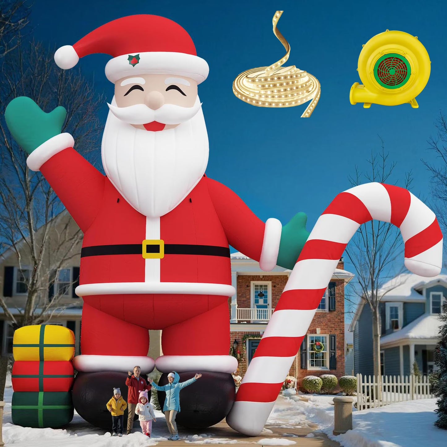 Jocisland Inflatable Christmas Tree/Santa  with LED Lights & Blower, Outdoor Decoration, Oxford Cloth Suitable for Event Parties, Commercial Activity