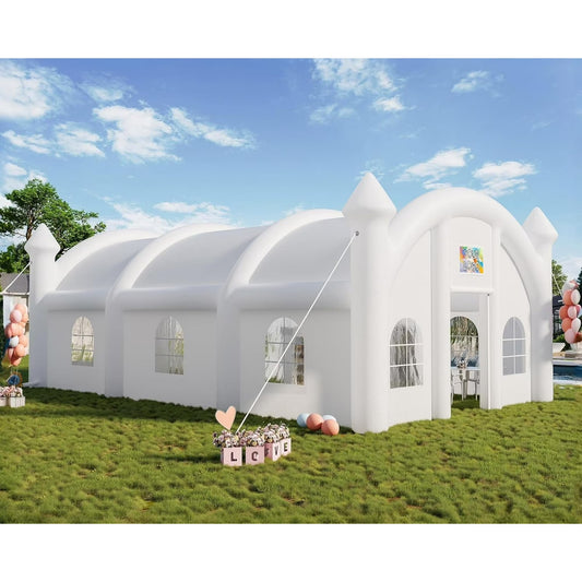 Jocisland 40x23x15 ft Large Inflatable Wedding Tent, 210D Oxford Fabric Heavy Duty Party Tent with 2 Roll-Up Doors & 8 Sand Bags, Gazebo Event House for Wedding Birthday Backyard Party, White