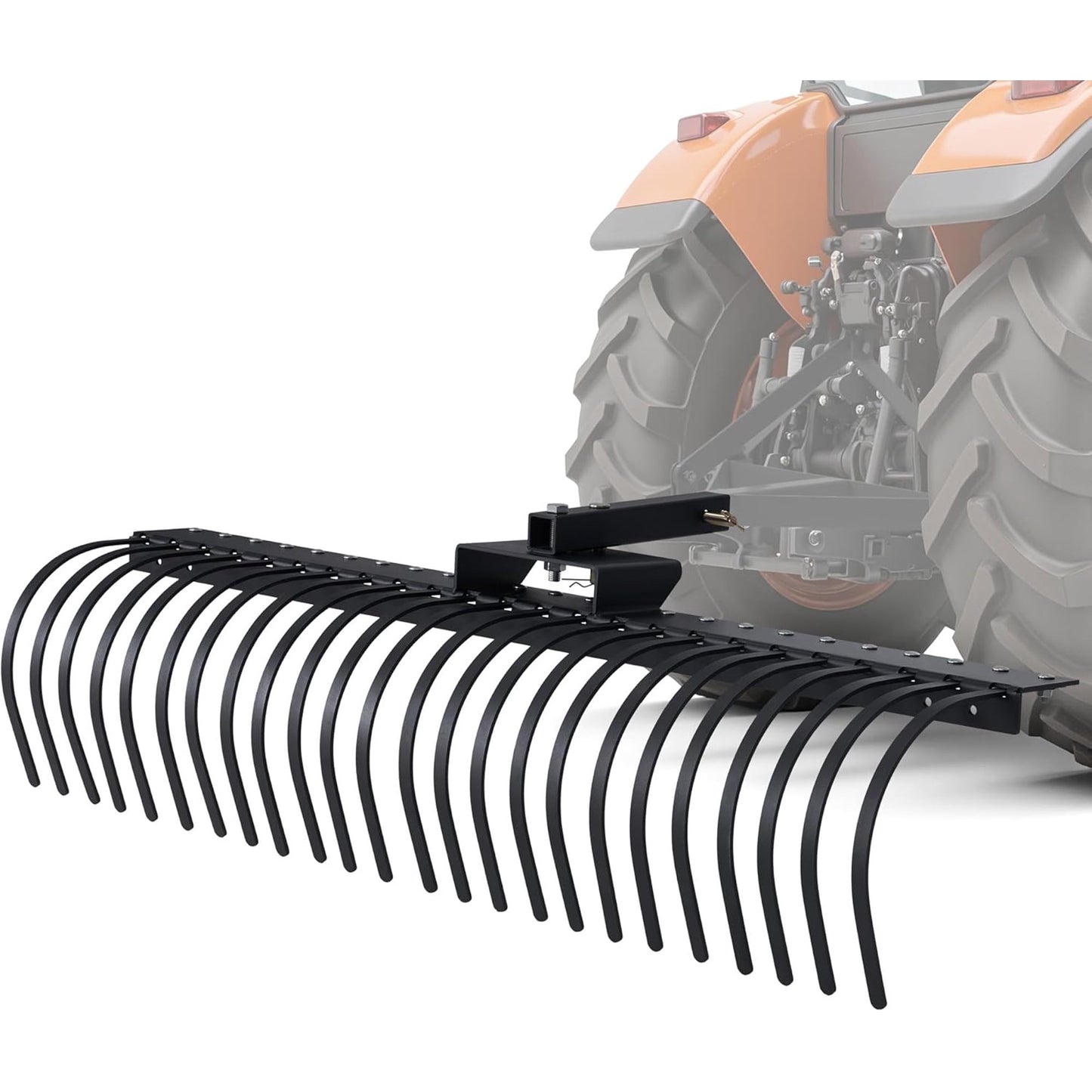Jocisland 60" Behind Landscape Rake for Tow Dethatcher Rake,Tractor with 24 Steel Coil Tines and 2" Receiver, Fit for 3-point Suspension Systems