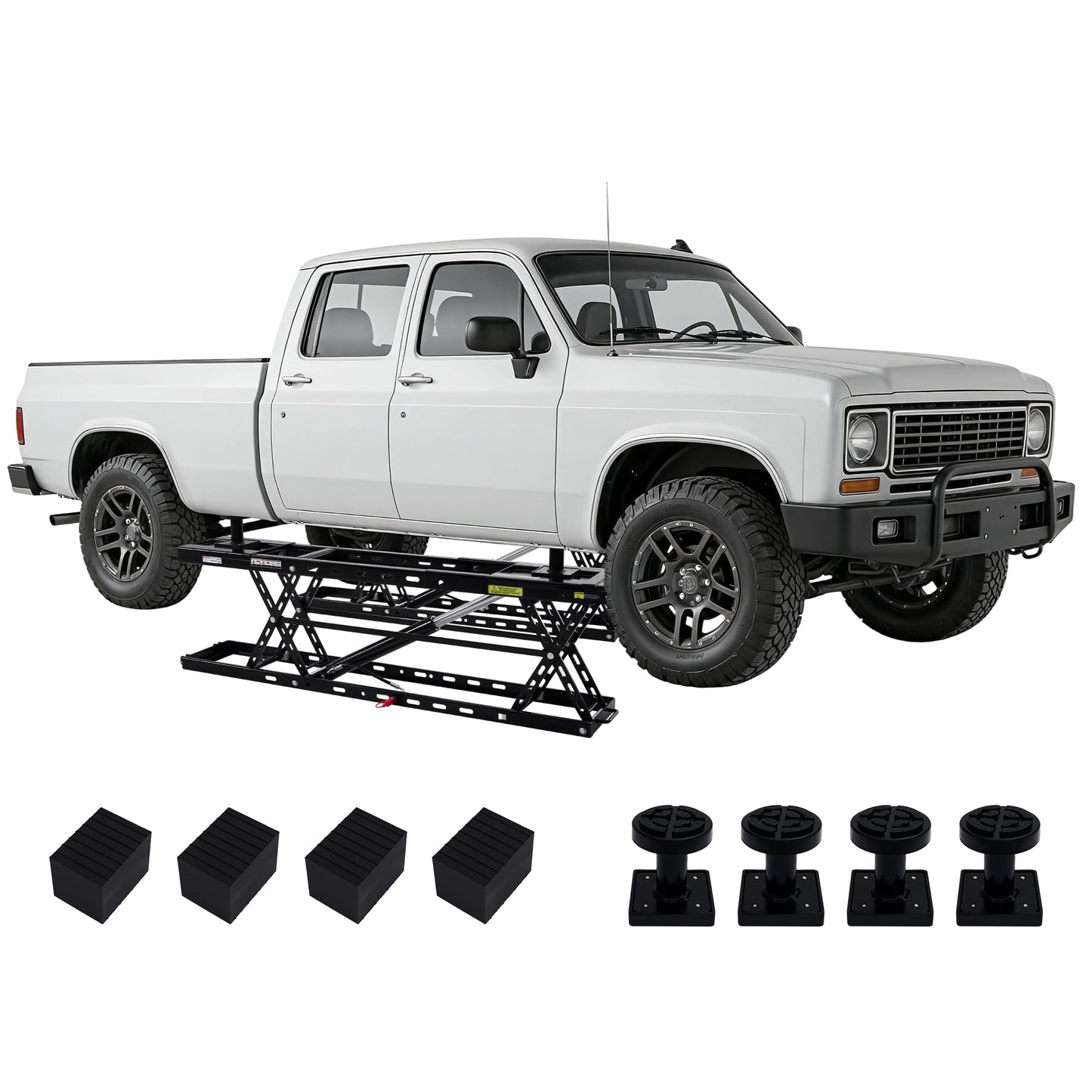 Jocisland Portable Car Lift, Heavy-Duty Q355B Steel Car Lift for Home Garage with Locking Levers & Extension Plate