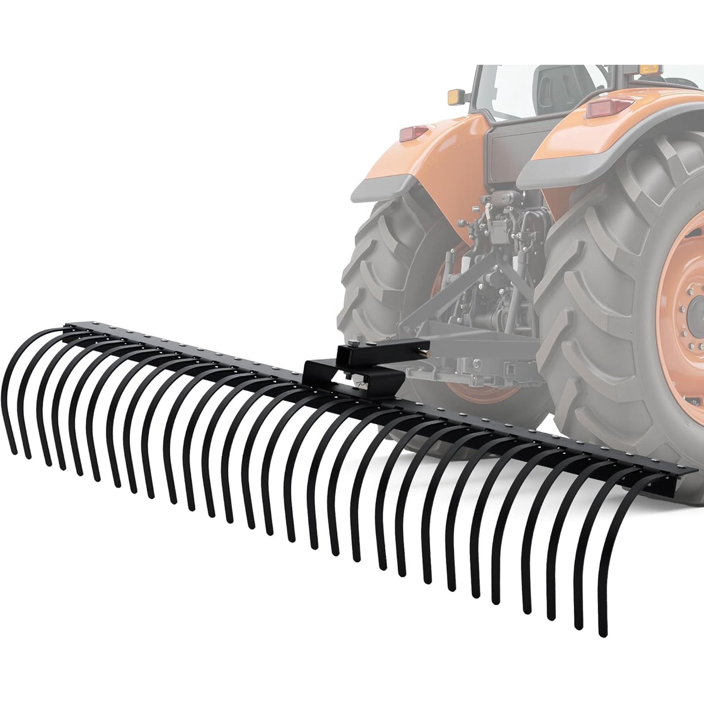Jocisland 72" Behind Landscape Rake for Tractor, Tow Dethatcher Rake with 29 Steel Coil Tines and 2" Receiver, Fit for 3-point Suspension Systems