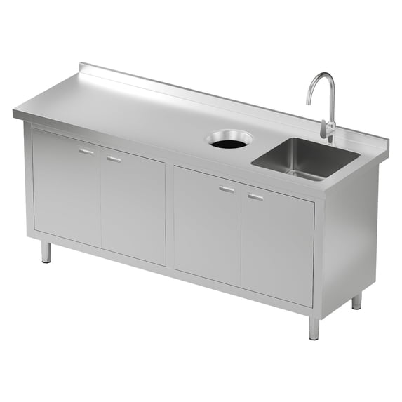 Jocisland Stainless Steel Utility Sink with Cabinet, Commercial Freestanding, Double-Door Storage for Restaurant, Laundry Room, Garage