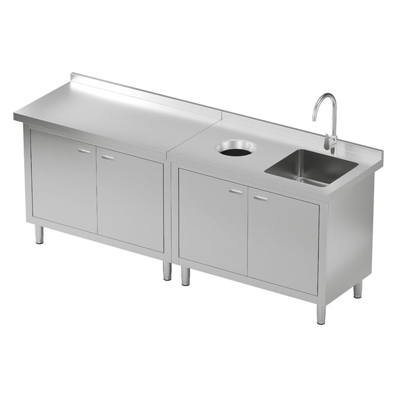 Jocisland Stainless Steel Utility Sink with Cabinet, Commercial Freestanding, Double-Door Storage for Restaurant, Laundry Room, Garage