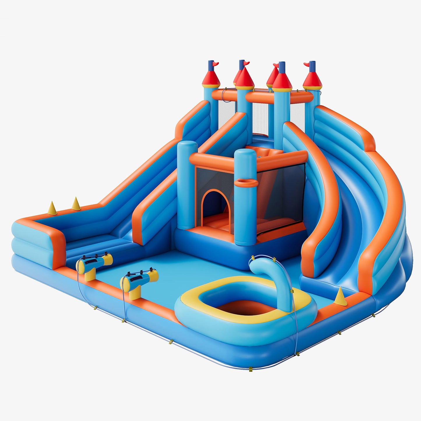 Jocisland Bounce House, Inflatable Bouncer with Air Blower, Outdoor Indoor Bouncy Castle with Oxford Fabric for Kids 3-12 (179.1×169.3×108.3IN)