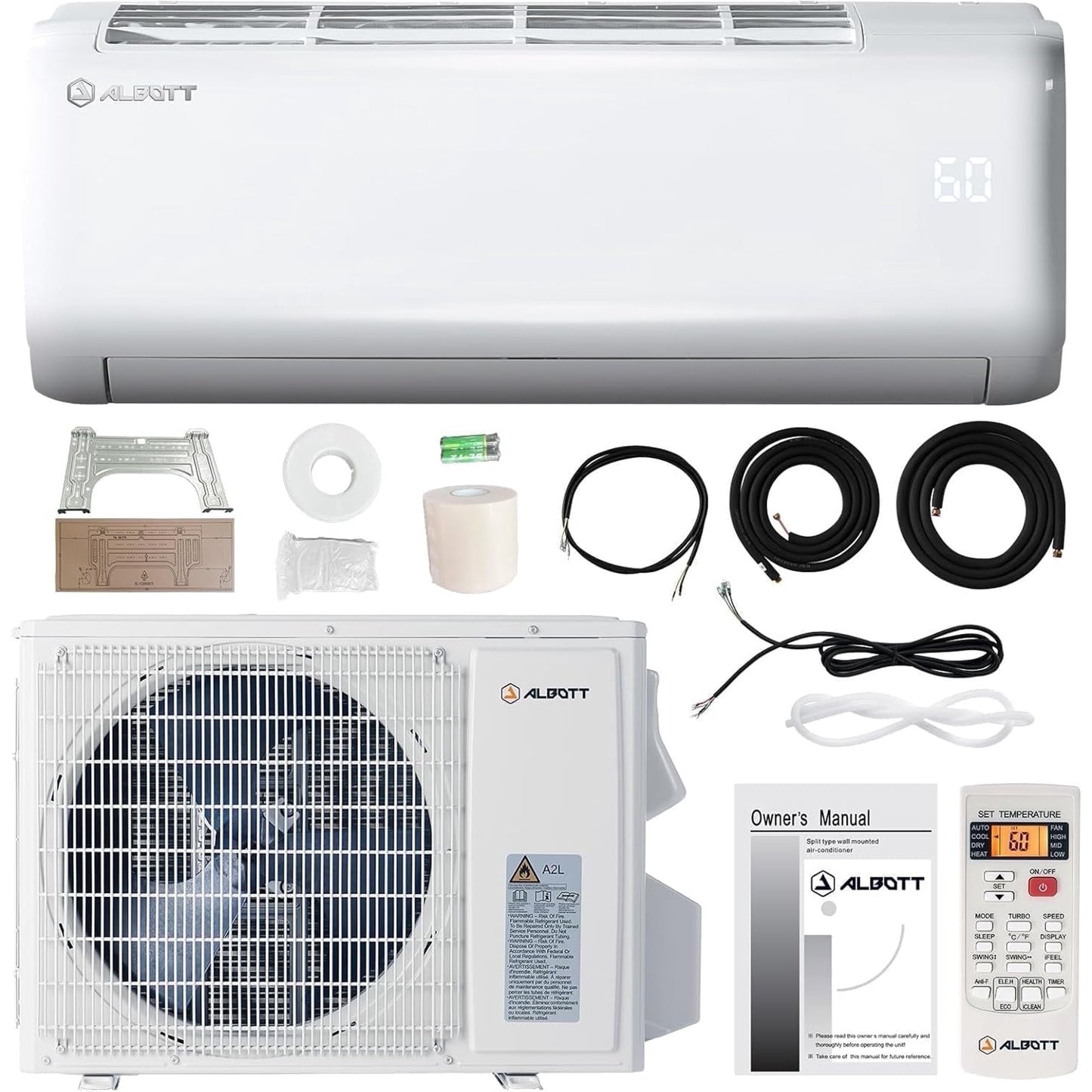 Jocisland Mini Split Air Conditioner and Heater, 12,000 Btu, SEER2 18, 220V Inverter Energy-Efficient AC with Self-Cleaning, Cools up to 750 Sq.ft.