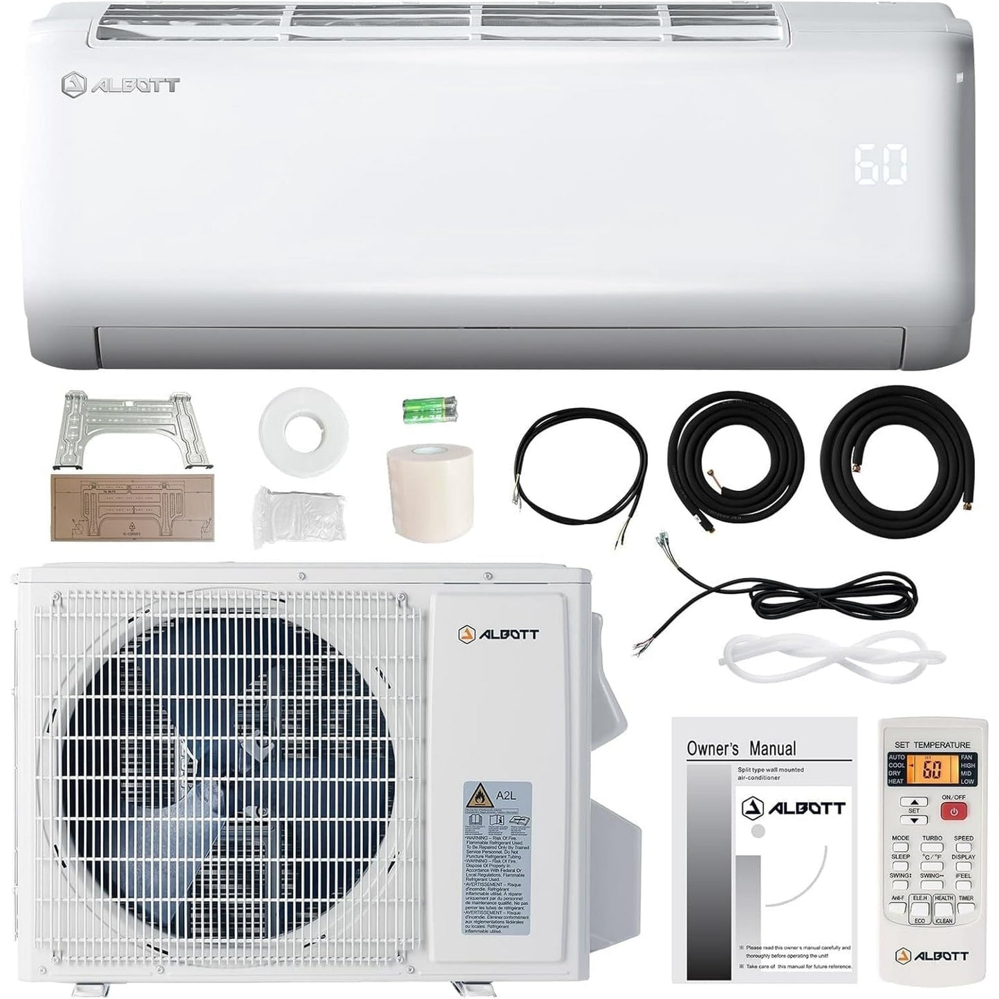 Jocisland Mini Split Air Conditioner and Heater, 12,000 Btu, SEER2 18, 220V Inverter Energy-Efficient AC with Self-Cleaning, Cools up to 750 Sq.ft.