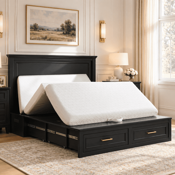 LIGHTMORN 5" Tri-Fold Memory Foam Mattress, Folding Guest Bed with Washable Cover, Portable Floor Mattress for Travel, Dorm