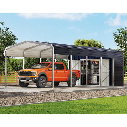 LUXOAK 12×20×10.5 ft Metal Carport, with Removable Waterproof Sidewalls for Car, Heavy Duty Outdoor Shelter for All-Weather