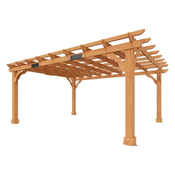 LUXOAK Outdoor Wooden Pergola, Large Solid Cedar Wood Pergola Kit with Slatted Roof Design, Heavy Duty Frame for Backyard